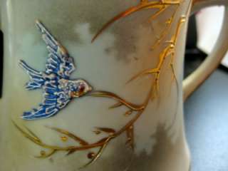 Early Nippon Moriage Blue Birds 5 pc Tea Set Gold Mark  