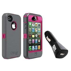   iPhone 4 / 4S (Grey/Pink)   Car Charger Included Cell Phones