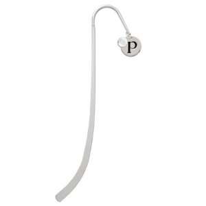  p 1/2 Disc Silver Plated Charm Bookmark with Clear 