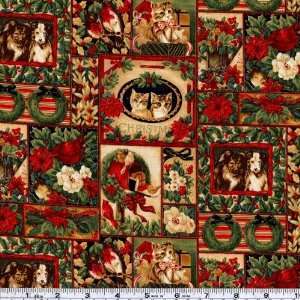   Greetings Merry Pairs Tan Fabric By The Yard Arts, Crafts & Sewing