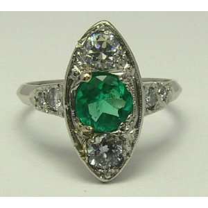  Breathtaking Platinum Colombian Emerald & Diamond Ring 