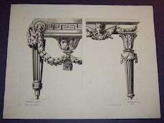 Pequegnot 1858 Etching. Ornate Table Legs. 627  