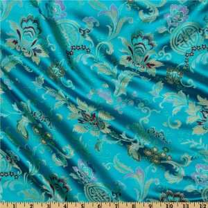  44 Wide Chinese Brocade Shanghai Turquoise Fabric By The 