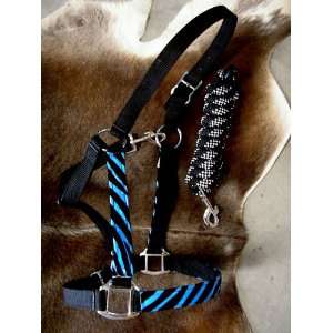 HALTER BRONC BLUE ZEBRA NYLON NOSE BAND