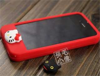 4in1 Cute Red Hello kitty Bow Soft Case For iPhone 4 4G 4s +3 Button 