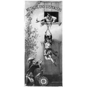  Girl eloping,hanging from her fathers suspenders c1874 