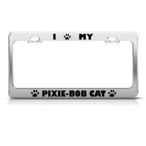 Pixie Bob Cat Chrome Animal license plate frame Stainless Metal Tag 