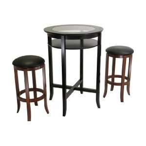  Round Glass Pub Table with Bar Stools   3 Piece Set: Home 