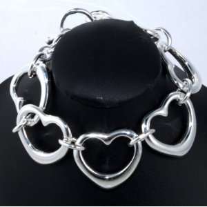  Syms Heart Silver Plated Link Bracelet: Jewelry