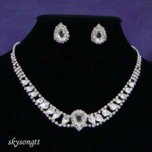 Swarovski Crystal Clear Rhinestone Necklace Set S1496W  
