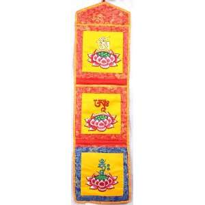   Holder with Lotus and Syllable Mantras   Art Silk 