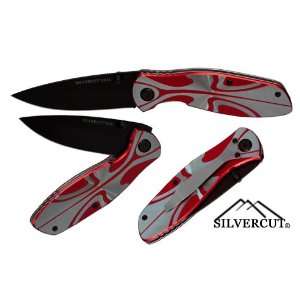 Alpine Camping Folding Knife, Stainless Steel Fine Edge Black Folding 