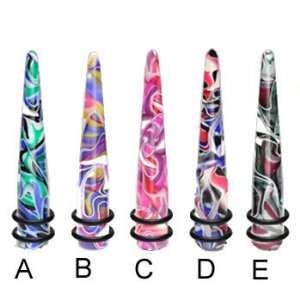  Swirly marble multi color taper, 0 , A   blue/green,sold 