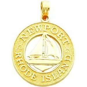  14K Gold Newport Rhode Island & Sailboat Charm: Jewelry