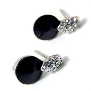    Small Jet Black Swarovski Stud Earrings Fashion Jewelry: Jewelry