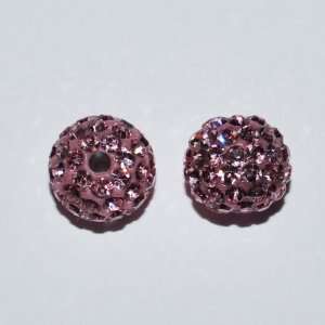  2 12mm Swarovski Rhinestone Pave Ball Beads Light Rose 