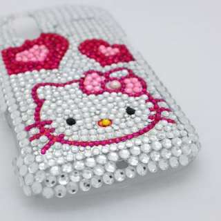 Bling Diamond Hearts Kitty Back Hard Case Cover For T Mobile HTC Amaze 