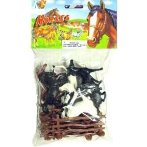  Horses Playset (16pcs)(Bagged): Toys & Games