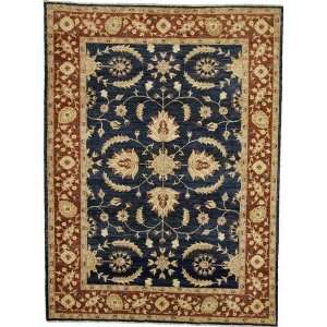  82 x 110 Blue Hand Knotted Wool Ziegler Rug: Furniture 