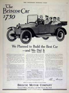 1914 Briscoe automobile vintage print AD  