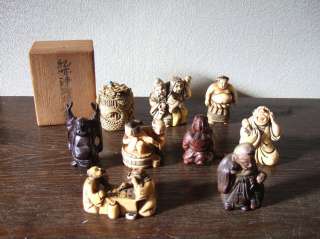 Japanese Netsuke Okimono Sagemono SUMO Buddha Geisha etc Assorted Set 