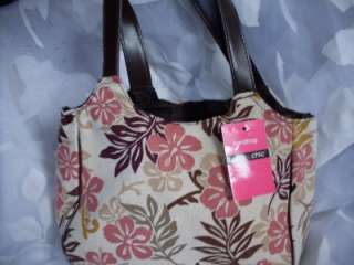 Beautiful NWT Sassy & Chic Brown & Rose Floral Lightweight Handbag 