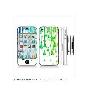  iphone 4s (green/blue rain drops) full body skin kit 