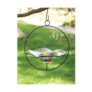  Speckled Hanging Birdbath   Glass 