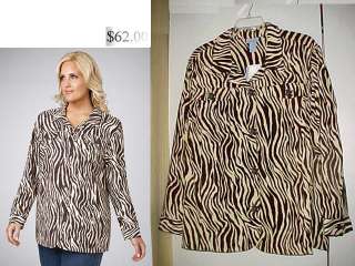 Liz & Me Jacket Sueded Zebra Brown Pkts NWT 4X 30/32  