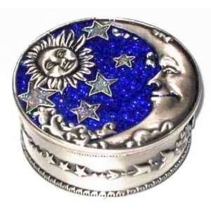   Jewelry Box Pewter Bright Blue Sun Moon & Stars Design: Home & Kitchen