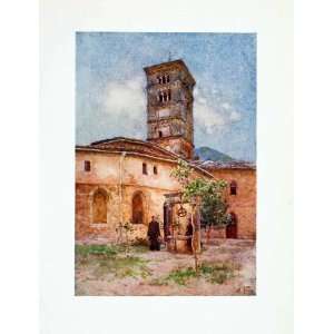 1905 Color Print Garden Monastery Santa Scholastica Subiaco Historic 