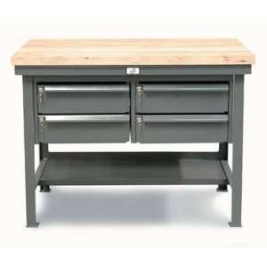   Shop Table With Four Drawers Lower Shelf and Maple Top: Home & Kitchen