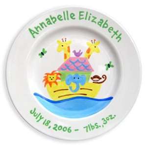  Girl Noahs Ark Hand Painted Plate: Home & Kitchen