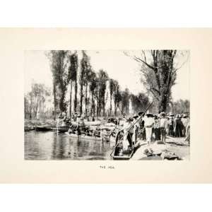  1912 Print Viga Mexico Boats Canal People Trees Chinampas 