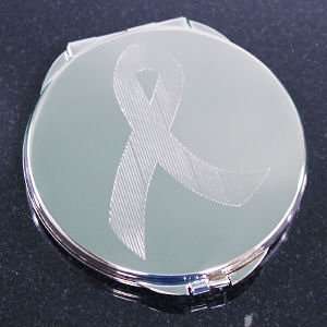  Engraved Hope Ribbon Breast Cancer Compact Mirror 