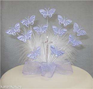 CHRISTENING/HOLY COMMUNION BUTTERFLY CAKE TOPPER LILAC ~~READY TO GO 