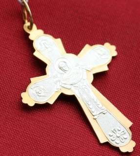   ICON CROSS, STERLING SILVER+14K GOLD. NEW, RARE RUSSIAN JEWELRY  