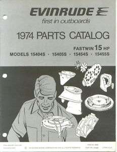 1974 Evinrude 15 hp fastwin Parts Catalog Manual  