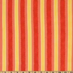   Folk Tale Friends Flannel Wide Stripe Red Fabric By The Yard: Arts