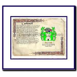  Carbonell Coat of Arms/ Family History Wood Framed: Home 