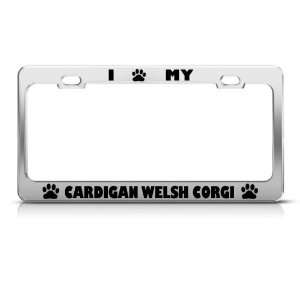 Cardigan Welsh Corgi Dog Dogs License Plate Frame Stainless Metal Tag 