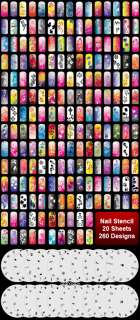 airbrush nail art stencil 20 sheets 260 designs condition new item c3 