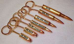 Bullet keychain key chain assorted calibers! 40 45 223  