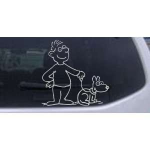 Man and Dog Stick Family Car Window Wall Laptop Decal Sticker 