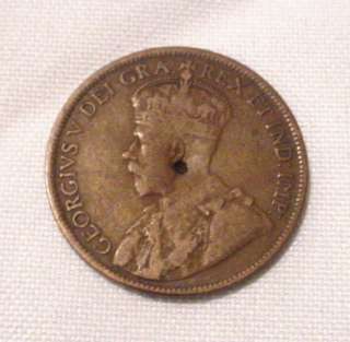 OLD 1917 Canadian ONE CENT Penny Canada COIN King Georg  