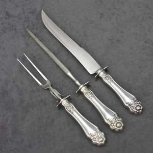   1847 Rogers, Silverplate Carving Fork, Knife & Sharpener, Roast Size
