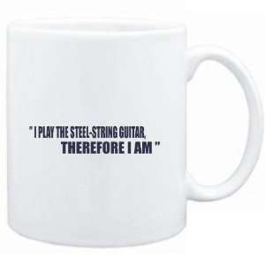 Mug White i play the guitar Steel String Guitar, therefore I am 