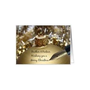  brother & partner christmas message on golden ornament 