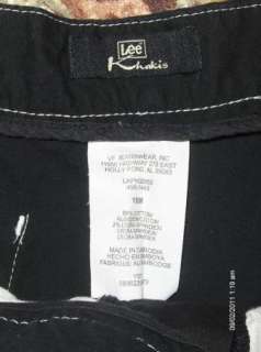 LEE KHAKIS womans 18M Black Stretch Trouser Style CAPRIS 34x21  