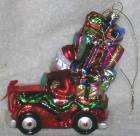 Blown Glass Santa in Convertible Car with Gifts Christmas Ornament